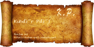 Kuhár Pál névjegykártya